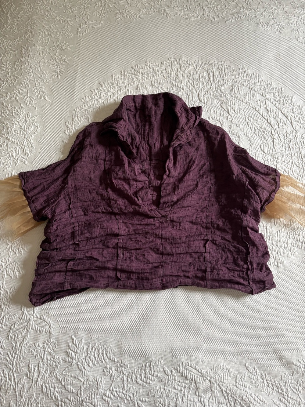 Skif Skifo artsy cotton ruched cropped oversized popover One Size fits most